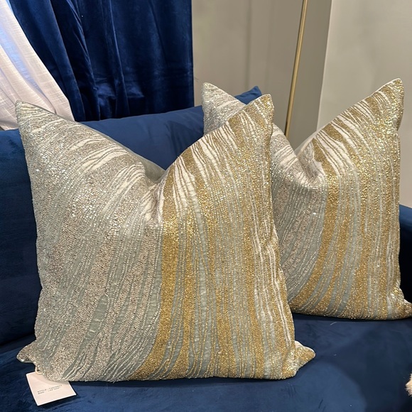 Holiday Christmas Callisto Home Beaded Pillows set of 2